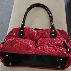 Elegant Red and Black Women's Travel Tote Including Matching Zippered Insert.